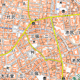池尻大橋周辺の標準地図・北西部分