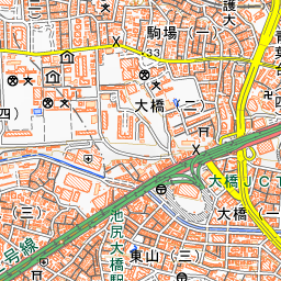 池尻大橋周辺の標準地図・北東部分