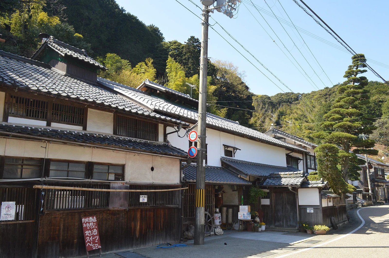 通りに面した向井酒造の建物