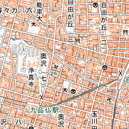 自由が丘周辺の標準地図・南西部分