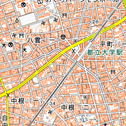 自由が丘周辺の標準地図・北東部分