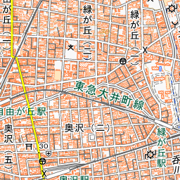自由が丘周辺の標準地図・南東部分