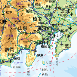 関東と周辺地方の地図