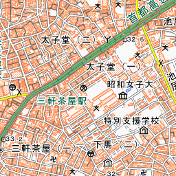 三軒茶屋周辺の標準地図・北東部分