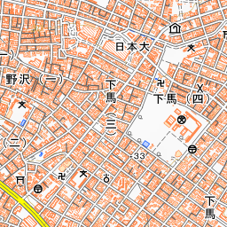三軒茶屋周辺の標準地図・南東部分