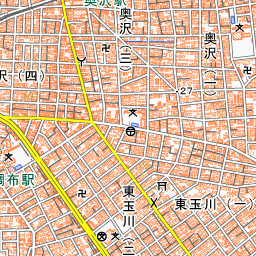 多摩川周辺の標準地図・北東部分