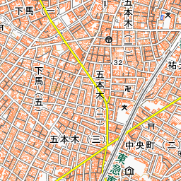 祐天寺周辺の標準地図・南西部分